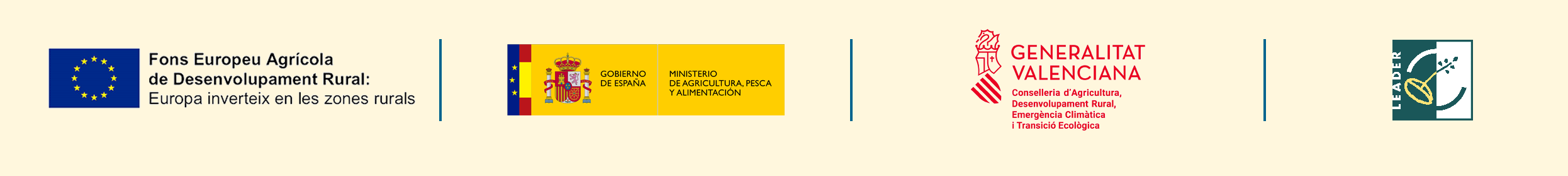 LEADER, FEADER eta Generalitat Valenciana programen logotipoak